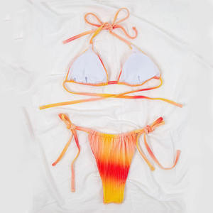 Ensemble bikini pour femme, maillot de bain deux pièces triangle avec design à nouer réglable, extensible et doux, idéal pour les loisirs estivaux à la plage - Product Image 5
