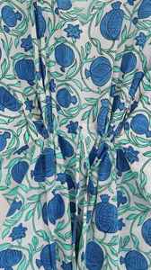 Robe kaftan en coton bleu à fleurs pour femmes, coupe décontractée, maxi pour l'été - Product Image 5