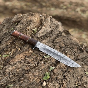 Handmade Damascus Steel <b>Drop</b> Point Straight Professional Multi-functional Camping Carving Knife Full Tang Wood Handle DIY Grade - Product Image 2