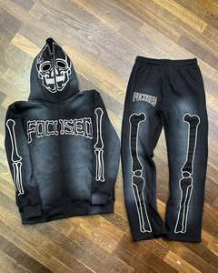 Sweat à capuche en coton éponge vieilli personnalisé OEM pour homme, impression sérigraphiée, streetwear d'automne de haute qualité - Product Image 1