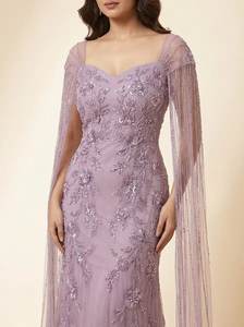 Vestido de Noche Formal de Lujo con Lentejuelas y Cuentas, Diseño Estrella, Cuello Alto, Manga Casquillo, Malla Transparente y Bordado, Pedido al por Mayor 2026 - Product Image 2