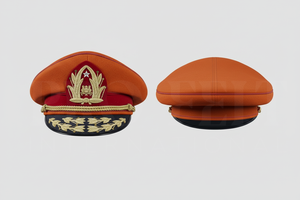 Black Formal Embroidered Peak Cap Hand made Gold Leaf Design Premium Wool Blend Custom Logo Adjustable Uniform Style Visor Cap - Product Image 4