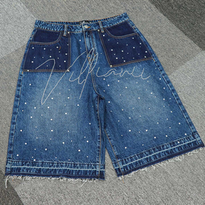 High Street Fashion Elastic Waist <b>Jean</b> <b>Shorts</b> <b>Men</b> Manufacturer Custom logo Distressed <b>Shorts</b> Denim Camo <b>Shorts</b> - Product Image 5