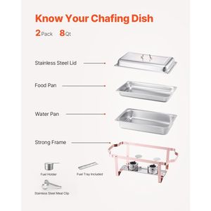 Set di piatti per scaldarsi rettangolari in acciaio inossidabile a grandezza naturale da 8 Qt 2 confezioni per attrezzature per il riscaldamento e la tenuta del Buffet - Product Image 5