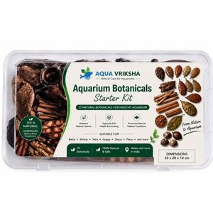 AQUA VRIKSHA Aquarium Botanicals Starter <b>Kit</b> Pack of 27 Natural Dried Leaves Pods & Bark in Box & Bags for Tetra Fish - Product Image 1