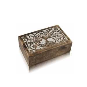 Handcrafted Gray Bone Inlay <b>Floral</b> Jewelry <b>Box</b> Rectangular Wooden Keepsake Chest Luxury Mother of Pearl Style Storage Organizer - Product Image 4