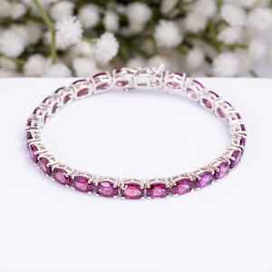Natural Rhodolite Garnet <b>Bangle</b> 925 Sterling <b>Silver</b> Vintage Luxury Women's IGI Certified Tennis Jewelry Gift - Product Image 5