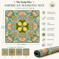 Tapis de table de mahjong et de poker américain doux, design original Lucky Tiles, motif floral moderne et luxueux, 33x33 pouces