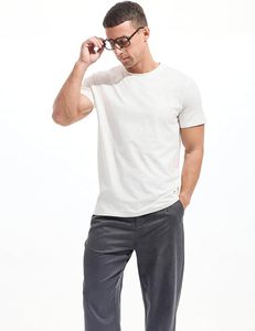 Men's Solid <b>white</b> <b>Long</b> <b>Sleeve</b> O-Neck <b>T</b>-<b>Shirt</b> Oversized Casual Knitted 100% Cotton Blank Design Eco-Friendly Breathable - Product Image 3