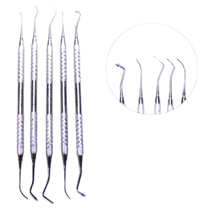 Juego de 5 Instrumentos Dentales de Alta Calidad Hechos en Pakistán, Color Plateado, con Certificación CE - Product Image 1