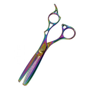 Ciseaux professionnels pour la retouche des cheveux, multicolores avec vis dorée, en acier inoxydable, ciseaux de barbier pour la retouche des cheveux, poignée confortable - Product Image 3