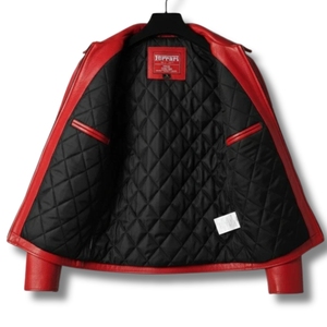 Chaqueta de Carreras Roja Vintage de Fórmula Premium |   Hunar Industries - Edición Impermeable de Cuero Vacuno Genuino de Primera Calidad para Hombre - Product Image 3