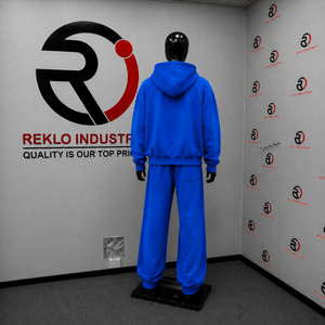 Conjunto Deportivo Azul para Hombre, Sudadera con Capucha y Cremallera Completa, Pantalones Anchos, Estilo Urbano, Chaqueta con Parche Bordado, Pantalones a Juego - Product Image 4