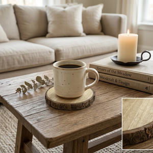 Scandinavian Birch Wood Coaster Natural Round Wooden <b>Cup</b> <b>Mat</b> for Minimalist Coffee Table Home Decoration - Product Image 6