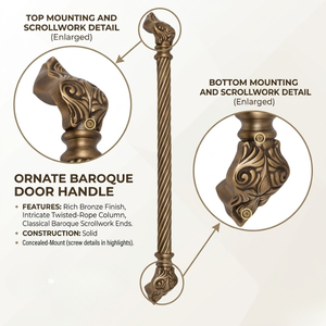 Modern Brass 36inch <b>Door</b> <b>Handle</b> <b>Pull</b> | Twisted Spiral Design Heavy Duty for Apartment Entrance <b>Doors</b> - Product Image 5