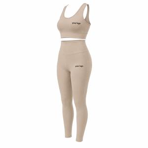 Women's Eco-Friendly for Seamless Custom Yoga Set High Waist Leggings Sports Bra Quick Dry Stretch Fitness Workout Activewear - Product Image 2