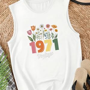 เสื้อกั๊กลำลองของผู้หญิง1971ย้อนยุคด้วยดอกไม้ - Product Image 2
