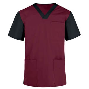Blouse d'hôpital unisexe à manches courtes en tissu jersey peigné extensible 4 directions, qualité supérieure 100% pour uniforme d'infirmière - Product Image 2