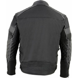 Chaqueta de Motocicleta SAMROZ SPORTS Unisex de Cuero Negro Acolchado con Textil de 220g para Todas las Temporadas, con Estampado por Transferencia de Calor y Manga Larga - Product Image 3