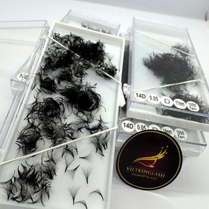 ขนตาปลอมแบบพัดสำเร็จรูป 14D 0.05 ความยาว 7 มม.-20 มม. สีดำด้านนุ่ม แบบ CC/DD/M/LD Curl ขายส่งจำนวนมาก - Product Image 1