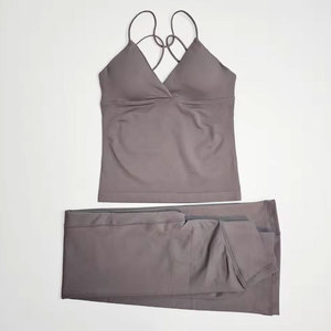Conjunto Deportivo Vintage para Mujer, de Secado Rápido, con Top Corto con Cierre Frontal y Pantalones Acampanados, 2 Piezas, para Entrenamiento, Running y Gimnasio - Product Image 2