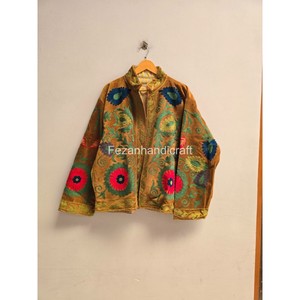 Chaqueta de Algodón con Bordado Floral a Mano, Estilo Boho para Mujer, Manga Larga, Cuello Camisero, Ropa de Otoño - Product Image 4