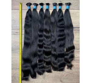 Cheveux humains vierges indiens 100 % naturels pour tressage, extensions de cheveux noirs naturels non traités en vrac, sans nœuds, sans perte, directement de l'usine - Product Image 2