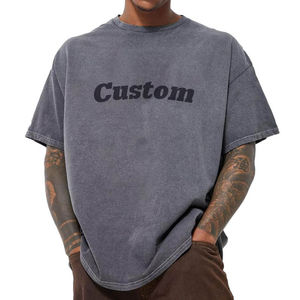 100% Cotton Mens Loose Fit Oversized <b>Tshirt</b> Stone Washed Vintage Acid Wash T-Shirt for men - Product Image 6