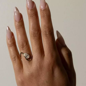 Pear Cut 1.75CT CVD Lab Grown Wave Diamond <b>Ring</b> With <b>Plain</b> Curved Band EF Color VVS2 Bypass Engagement <b>Ring</b> in 14K Solid Gold - Product Image 5