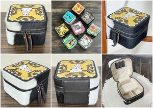 กล่องใส่เครื่องประดับหนังวัวแท้ลายวัวน่ารักแบบพกพาสำหรับผู้หญิง ทำด้วยมือ ขนาดเล็ก พร้อมซิป - Product Image 3