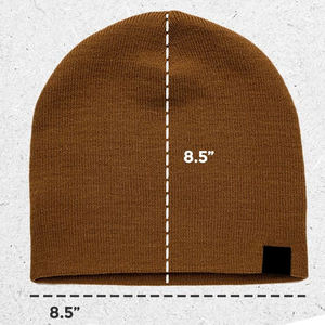RISING GROW <b>Brown</b> Acrylic <b>Beanie</b> Hat 8.5 Inch Unisex Solid Color Casual Winter Cap Adult Knitted Warm Headwear Button - Product Image 2