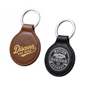 Llavero de cuero PU con logo de marca impreso a color, llavero redondo para coche, ideal para regalos en eventos. - Product Image 1