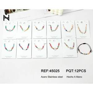 Angelina Stainless Steel Beaded <b>Bracelet</b> 12Pcs <b>Set</b> Colorful Jewelry For Women Fashion Accessory Gift Trendy Style - Product Image 1