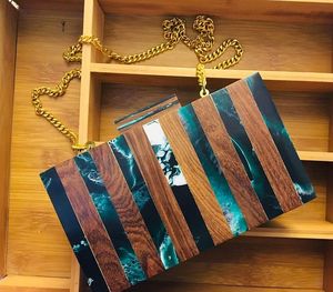 Bolso de Noche de Madera Ecológico de Lujo para Mujer, Hecho a Mano, con Diseño Impreso UV, Bolso de Fiesta de Moda con Correa Desmontable para el Hombro - Product Image 3