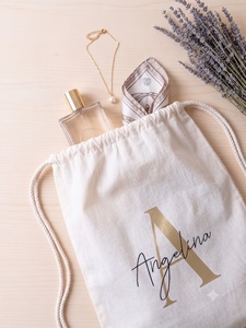 White Organic Cotton Linen <b>Drawstring</b> <b>Backpack</b> Cotton Linen <b>Drawstring</b> Bag Custom Logo Cosmetic Storage Gift Bag - Product Image 3