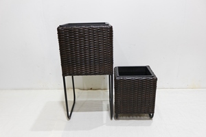 New Design PE Rattan <b>Planter</b> Set of 2 Iron Frame Flower <b>Pot</b> with <b>Plastic</b> Inner Liner - Product Image 6