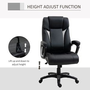 Sedia da Ufficio Ergonomica Direzionale in Pelle PU con Schienale Alto, Girevole a 360°, Altezza Regolabile, Nera, con Funzione Basculante - Product Image 6