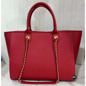 Red PU Womens Tote <b>Bag</b> with Chain <b>Strap</b> Solid Color Elegant Wholesale Daily Use Large Capacity <b>Shoulder</b> <b>Bags</b> All Seasons Fashion - Product Image 1