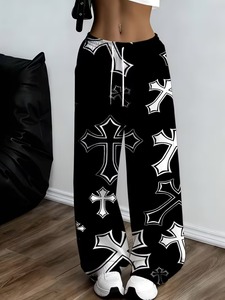 Women's <b>Summer</b> Loose Fit Wide-leg Streetwear <b>Pants</b> with Flat Front 100% Cotton for Workouts & Daily Wear - Product Image 4