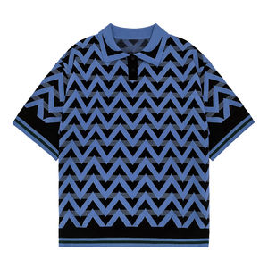 Nouvelle Collection Printemps-Été 2026 – T-shirt en Maille Jacquard Décontracté à Manches Courtes pour Homme, Personnalisable avec Logo, Polyvalent - Product Image 1
