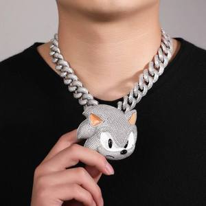 Collar con Colgante de Sonic Hedgehog de Oro Sólido de 18K, Certificado por IGI, Estilo Hiphop Unisex, Chapado en Oro de 18K, Corte Brillante, para Uso Diario - Product Image 3
