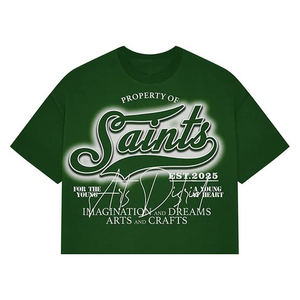 T-shirt court Saints Arts District, coupe oversize, manches courtes, col rond, style streetwear, homme, noir, jersey de coton, imprimé devant - Product Image 3