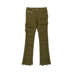 Jeans Homme Vintage Streetstyle Coupe Skinny Évasée Délavée et Déchirée, Design Personnalisé - Product Image 2