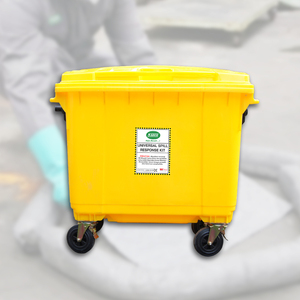 SABER Universal Eco-Friendly Spill Response Kit 660L Grey Wheeled Container Industrial Hazmat Control 100% Polypropylene - Product Image 1
