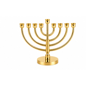 Ménorah classique plaquée or à 9 branches, chandelier juif en métal, vente en gros, chandelier traditionnel Chanukiah pour la maison - Product Image 6