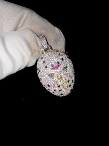 Colgante de máscara de portero de hockey de plata 925 personalizado con diamante de moissanita helado, dijes de collar deportivo, diseño de moda, regalo de joyería fina - Product Image 6