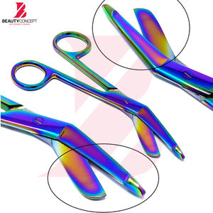 Ciseaux chirurgicaux manuels en acier inoxydable multicolores, outil médical de premiers secours pour usage clinique et hospitalier - Product Image 2