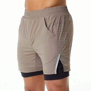 Quick Dry Solid Canvas Men's Running Shorts High Quality Customizable Low MOQ Hot Sale Fitness Shorts - Product Image 4