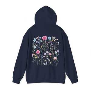 Sudadera con Capucha Estampada Floral Estética 2026, Estilo Vintage Cottagecore, de Forro Polar Grueso, Oversize - Product Image 1
