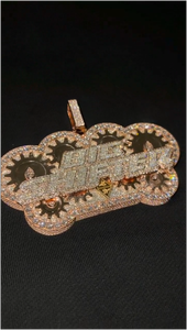 จี้เพชรโมอิสซาไนต์เงินแท้ 925 แบบสั่งทำพิเศษ สไตล์ฮิปฮอป ประดับเพชรเต็มชิ้น ชุบโรเดียม รับรองโดย GRA - Product Image 3